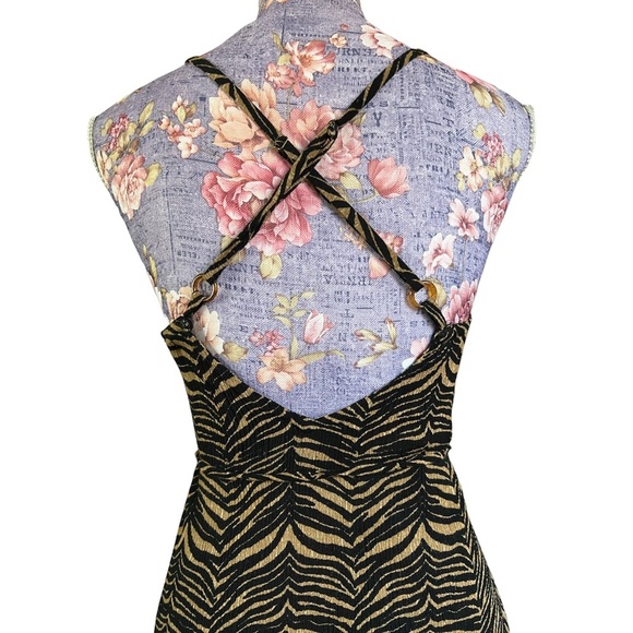 Aila blue tiger zebra animal striped gauzy mini dress. Size S - Picture 5 of 15